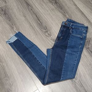 H&M Two Tone Skinny Raw Hem Jeans